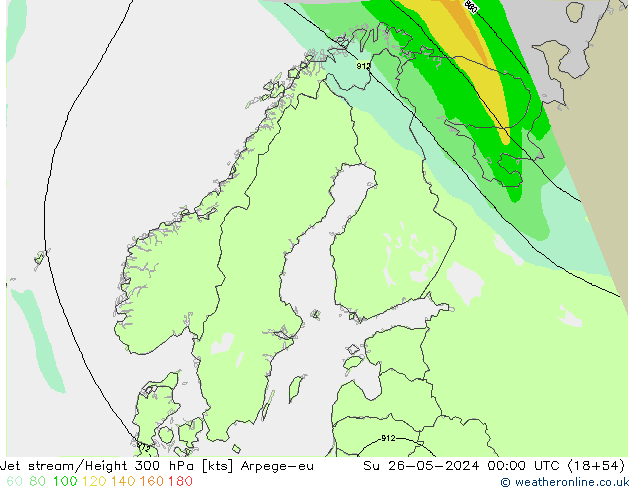 Jet stream/Height 300 hPa Arpege-eu Ne 26.05.2024 00 UTC