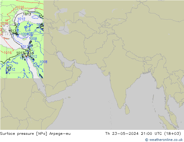 地面气压 Arpege-eu 星期四 23.05.2024 21 UTC