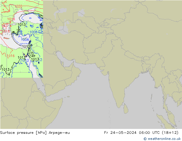 Atmosférický tlak Arpege-eu Pá 24.05.2024 06 UTC