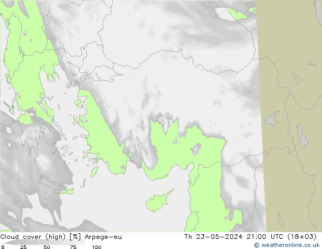 vysoký oblak Arpege-eu Čt 23.05.2024 21 UTC