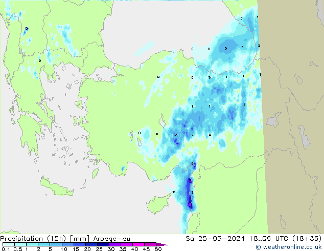 Precipitation (12h) Arpege-eu Sa 25.05.2024 06 UTC