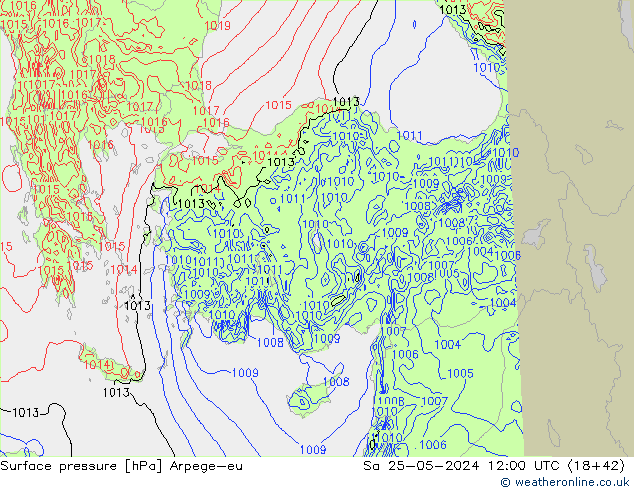 приземное давление Arpege-eu сб 25.05.2024 12 UTC