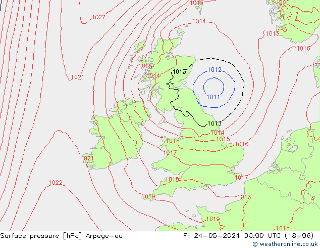 地面气压 Arpege-eu 星期五 24.05.2024 00 UTC