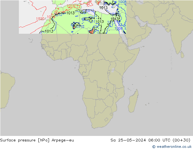 Luchtdruk (Grond) Arpege-eu za 25.05.2024 06 UTC