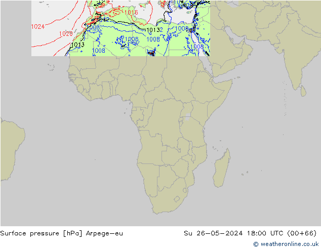 Atmosférický tlak Arpege-eu Ne 26.05.2024 18 UTC