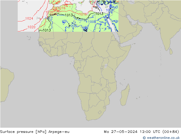 Surface pressure Arpege-eu Mo 27.05.2024 12 UTC