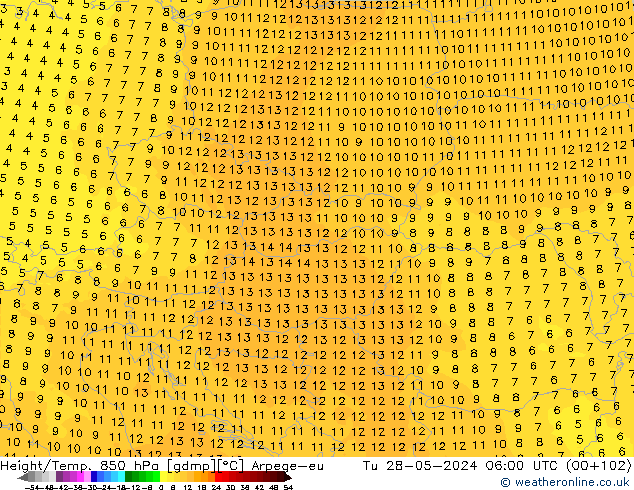 Height/Temp. 850 hPa Arpege-eu Ter 28.05.2024 06 UTC