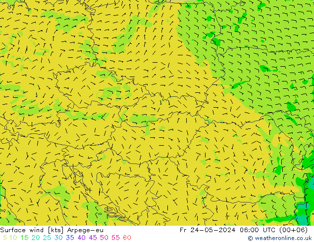 Vento 10 m Arpege-eu ven 24.05.2024 06 UTC