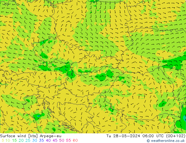 Vento 10 m Arpege-eu mar 28.05.2024 06 UTC