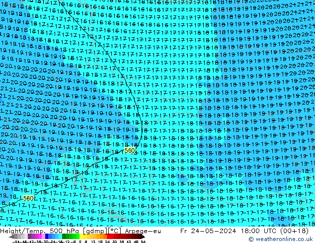 Géop./Temp. 500 hPa Arpege-eu ven 24.05.2024 18 UTC