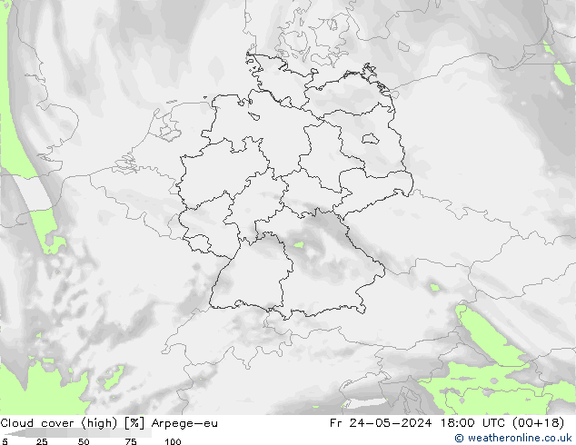 Nuages (élevé) Arpege-eu ven 24.05.2024 18 UTC