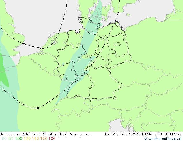 Jet stream/Height 300 hPa Arpege-eu Po 27.05.2024 18 UTC