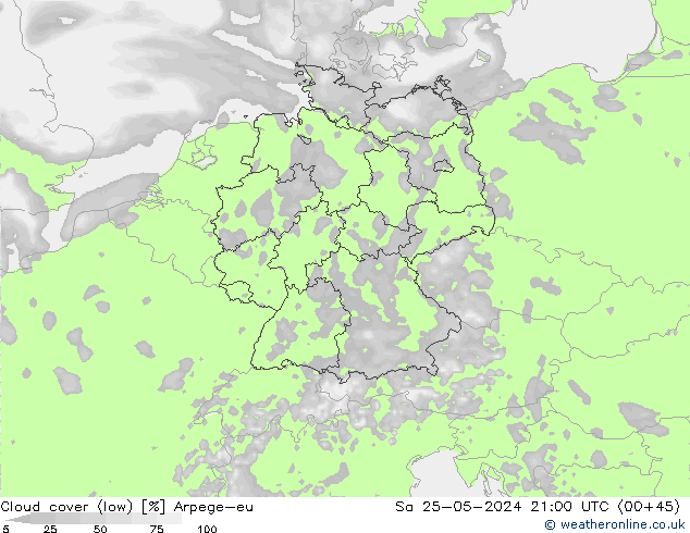 zachmurzenie (niskie) Arpege-eu so. 25.05.2024 21 UTC