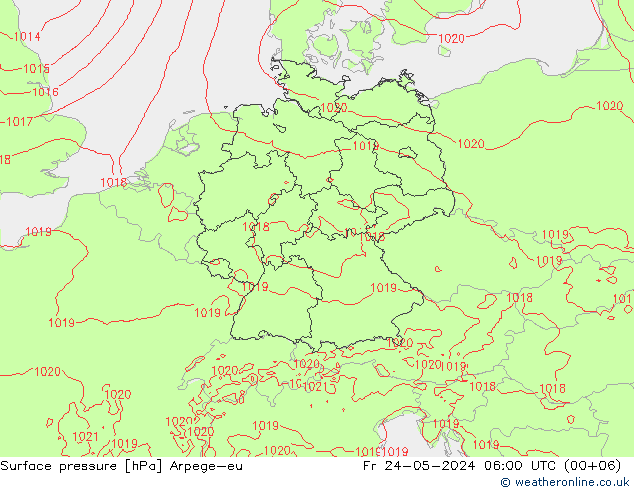 Surface pressure Arpege-eu Fr 24.05.2024 06 UTC