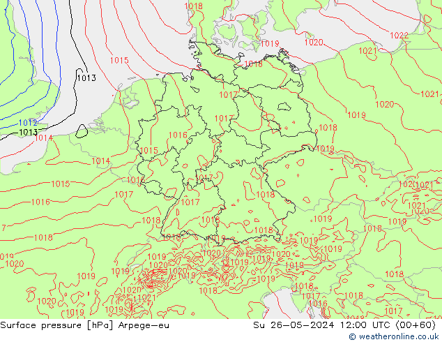 Surface pressure Arpege-eu Su 26.05.2024 12 UTC