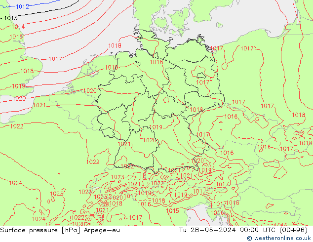 Presión superficial Arpege-eu mar 28.05.2024 00 UTC
