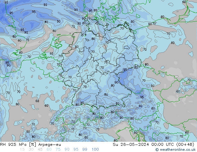 RH 925 hPa Arpege-eu  26.05.2024 00 UTC