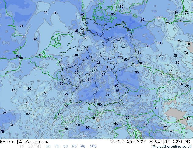 RH 2m Arpege-eu  26.05.2024 06 UTC