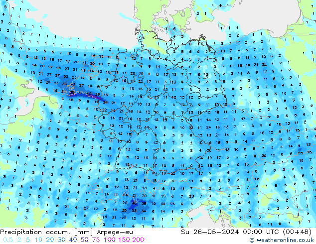 Precipitation accum. Arpege-eu Dom 26.05.2024 00 UTC