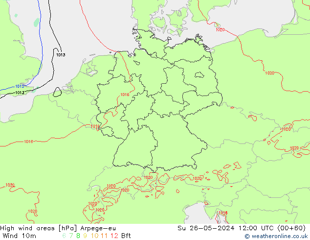 High wind areas Arpege-eu dom 26.05.2024 12 UTC