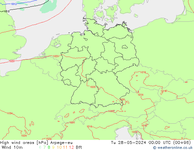 High wind areas Arpege-eu Ter 28.05.2024 00 UTC