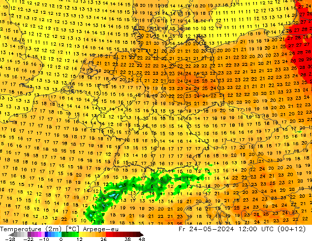 Temperature (2m) Arpege-eu Fr 24.05.2024 12 UTC