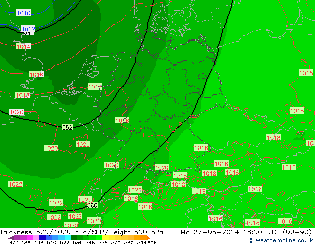 Thck 500-1000hPa Arpege-eu lun 27.05.2024 18 UTC