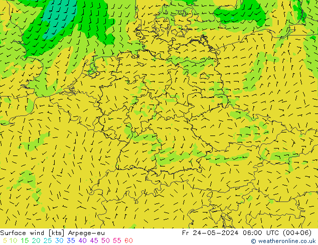 风 10 米 Arpege-eu 星期五 24.05.2024 06 UTC