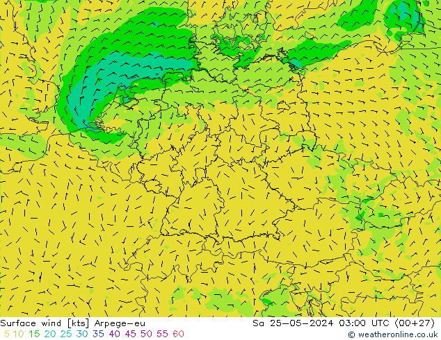 Rüzgar 10 m Arpege-eu Cts 25.05.2024 03 UTC