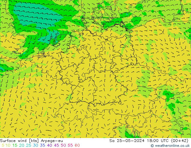 Rüzgar 10 m Arpege-eu Cts 25.05.2024 18 UTC