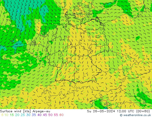 Surface wind Arpege-eu Su 26.05.2024 12 UTC