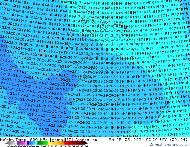 Height/Temp. 500 hPa Arpege-eu sab 25.05.2024 00 UTC