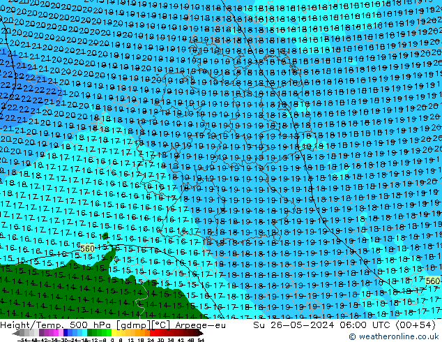 Height/Temp. 500 hPa Arpege-eu Dom 26.05.2024 06 UTC