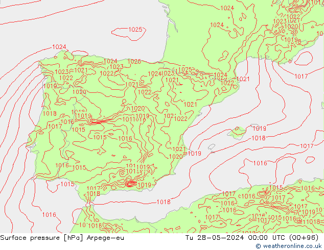 Pressione al suolo Arpege-eu mar 28.05.2024 00 UTC
