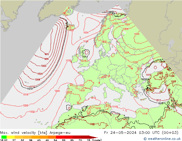 Windböen Arpege-eu Fr 24.05.2024 03 UTC