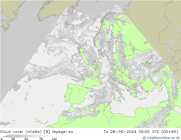 zachmurzenie (środk.) Arpege-eu wto. 28.05.2024 00 UTC