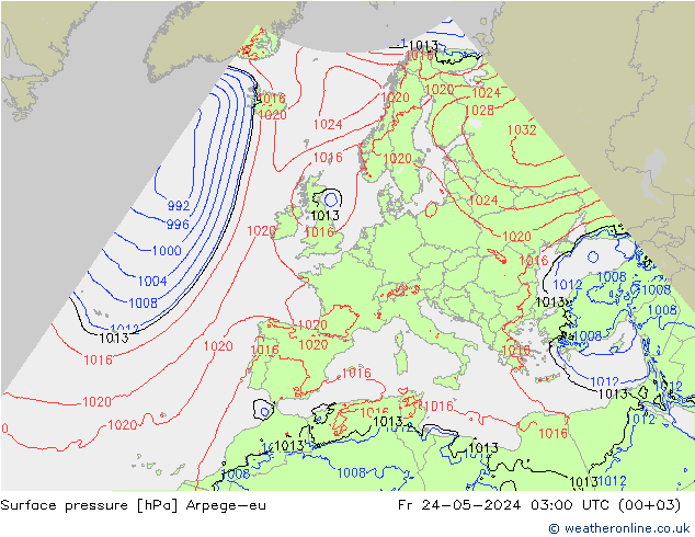 Surface pressure Arpege-eu Fr 24.05.2024 03 UTC