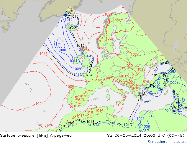 Surface pressure Arpege-eu Su 26.05.2024 00 UTC