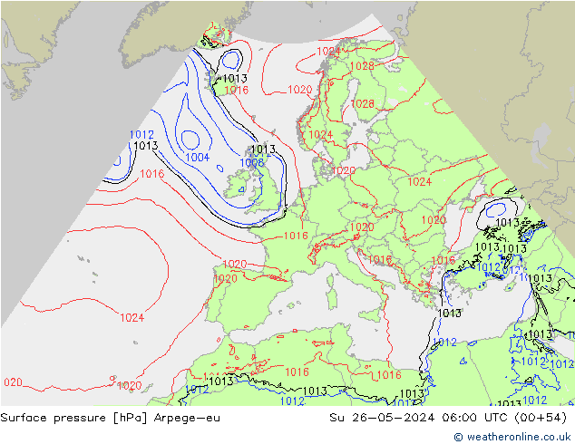 pressão do solo Arpege-eu Dom 26.05.2024 06 UTC