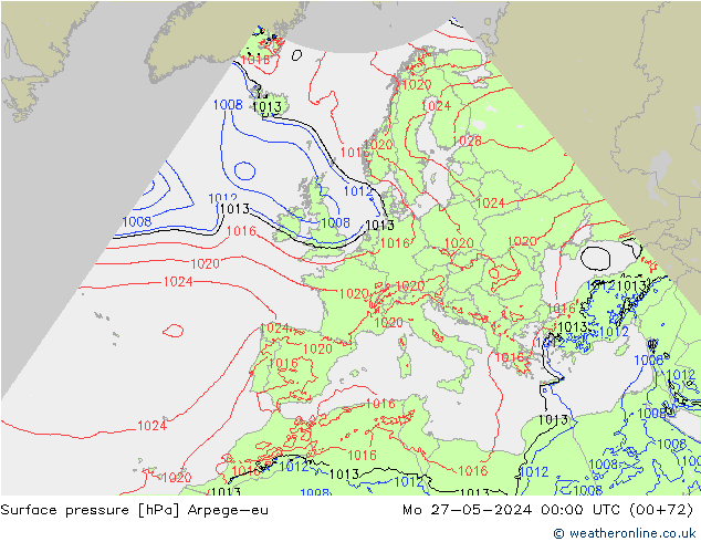 Surface pressure Arpege-eu Mo 27.05.2024 00 UTC