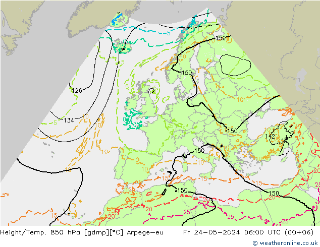 Height/Temp. 850 hPa Arpege-eu Fr 24.05.2024 06 UTC