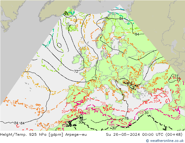 Height/Temp. 925 hPa Arpege-eu Su 26.05.2024 00 UTC