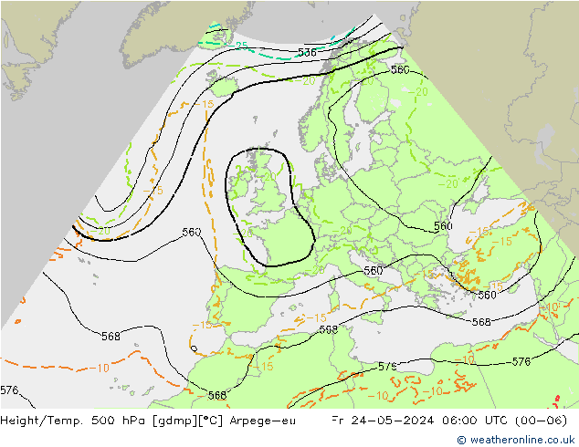 Height/Temp. 500 hPa Arpege-eu Fr 24.05.2024 06 UTC