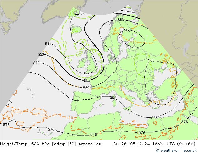 Height/Temp. 500 hPa Arpege-eu Ne 26.05.2024 18 UTC