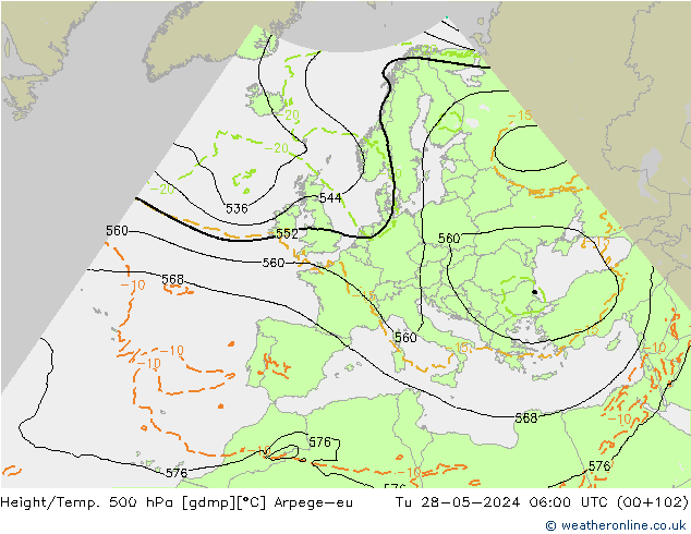 Height/Temp. 500 hPa Arpege-eu Di 28.05.2024 06 UTC