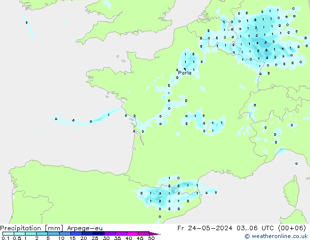 Precipitation Arpege-eu Fr 24.05.2024 06 UTC