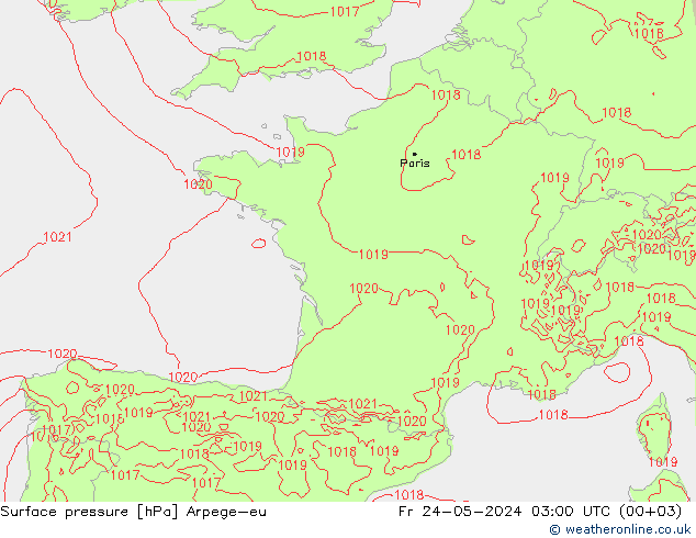 Yer basıncı Arpege-eu Cu 24.05.2024 03 UTC