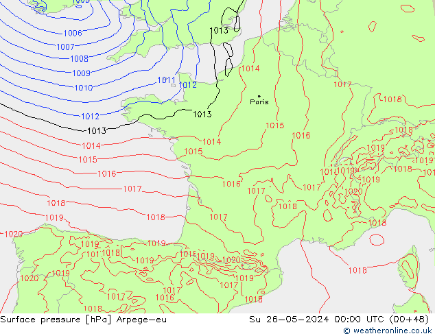 Atmosférický tlak Arpege-eu Ne 26.05.2024 00 UTC