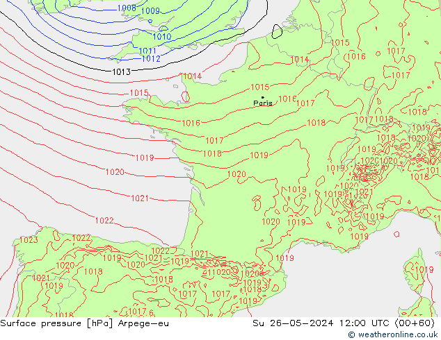 приземное давление Arpege-eu Вс 26.05.2024 12 UTC