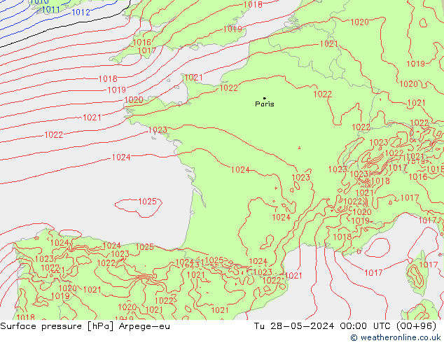 pressão do solo Arpege-eu Ter 28.05.2024 00 UTC